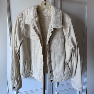Faux Shearling Lined Denim Jacket